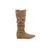 Cowhide version 0cm inner height increase~ two wear Korean pointed buckle with pleated middle tube stack boots women 0000 autumn and winter new