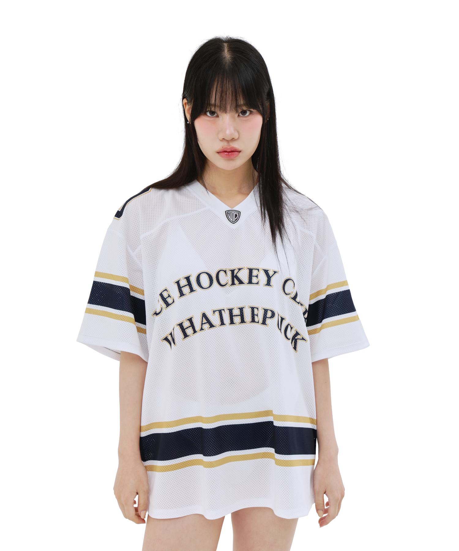 What The Fuck Wtp Arch Logo Mesh Short Sleeve Hockey Jersey White L Size