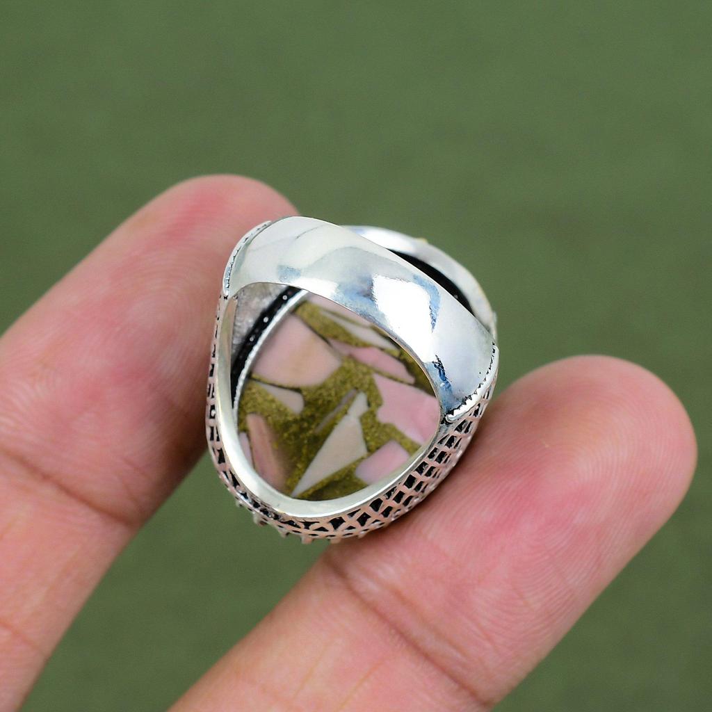 Copper Pink Opal Ring 925 Sterling Silver Ring Gemstone Handmade Jewelry Statement Ring Gifts For Friend Stylish Ring Available In Ring Size