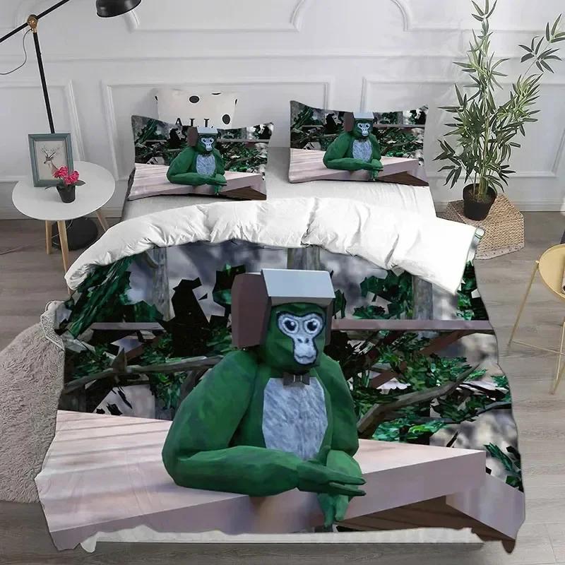 Spiel Gorilla Tag Schlafzimmer Dekoration Bedrucktes Bettset Bettbezug Kissenbezug Bettwäscheset Leinenlaken Steppdeckenbezug Queen King Size
