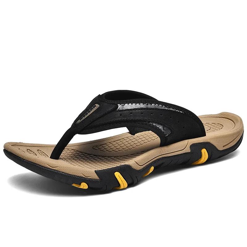 

Модная мужская летняя обувь, модные высококачественные тапочки, дышащие пляжные шлепанцы, удобные для ходьбы, мужские тапочки, обувь для мужчин 45 чёрный