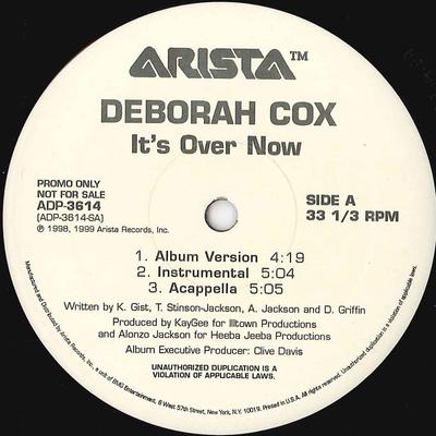 Disque 12 pouces DEBORAH COX - It's Over Now ADP3614PROMO ARISTA 1999 US Rap & Hip-Hop/R&B Occasion