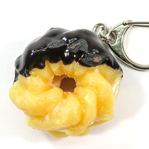 Food Sample Keychain: French Cruller (Chocolate) - Looks Like You Want to Eat It 215OK