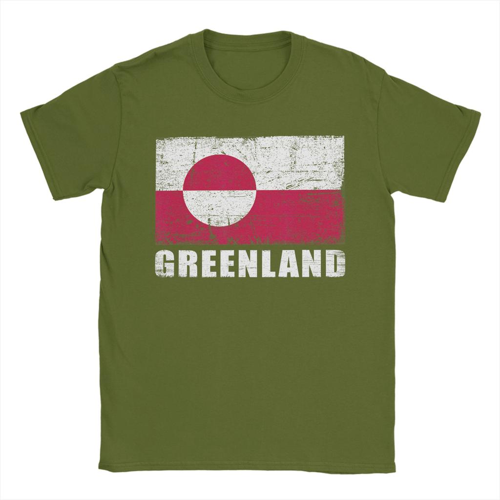 Greenland Flag Grunge Country Flag Greenland T Shirt Summer Pure Cotton T Shirts For Men Casual Tshirt Short Sleeve Y2K Top Tees