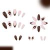 Glitters Press On Nail 24Pcs French Tip Autumn Winter Nail Art Black Coffee White False Nail Comfort Fit ABS Material