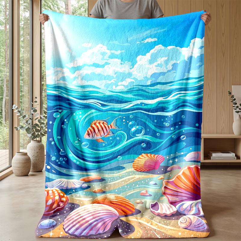 Ocean Love Romance Theme blanket Lightweight Warm Flannel Blanket Decorative Throw Blanket for Home Decoration