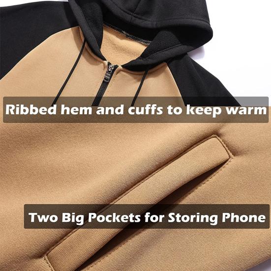 Herren Herbstmantel Locker Kapuze Langärmlig Reißverschluss Kontrastfarbe Warmhalten Kordelzug Lässiger Herbst-Hoodie für den täglichen Gebrauch