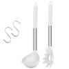 Silicone Pasta Fork and Ladle Spoon Set Large Nonstick Kitchen Utensils with Stainless Steel Handle For Cooking Draining JT594