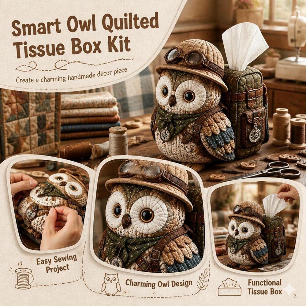 Quilted Quilted Tissue Box Owl Shape Patchwork Animal Kit New DIY Sewing Kit Craft Project