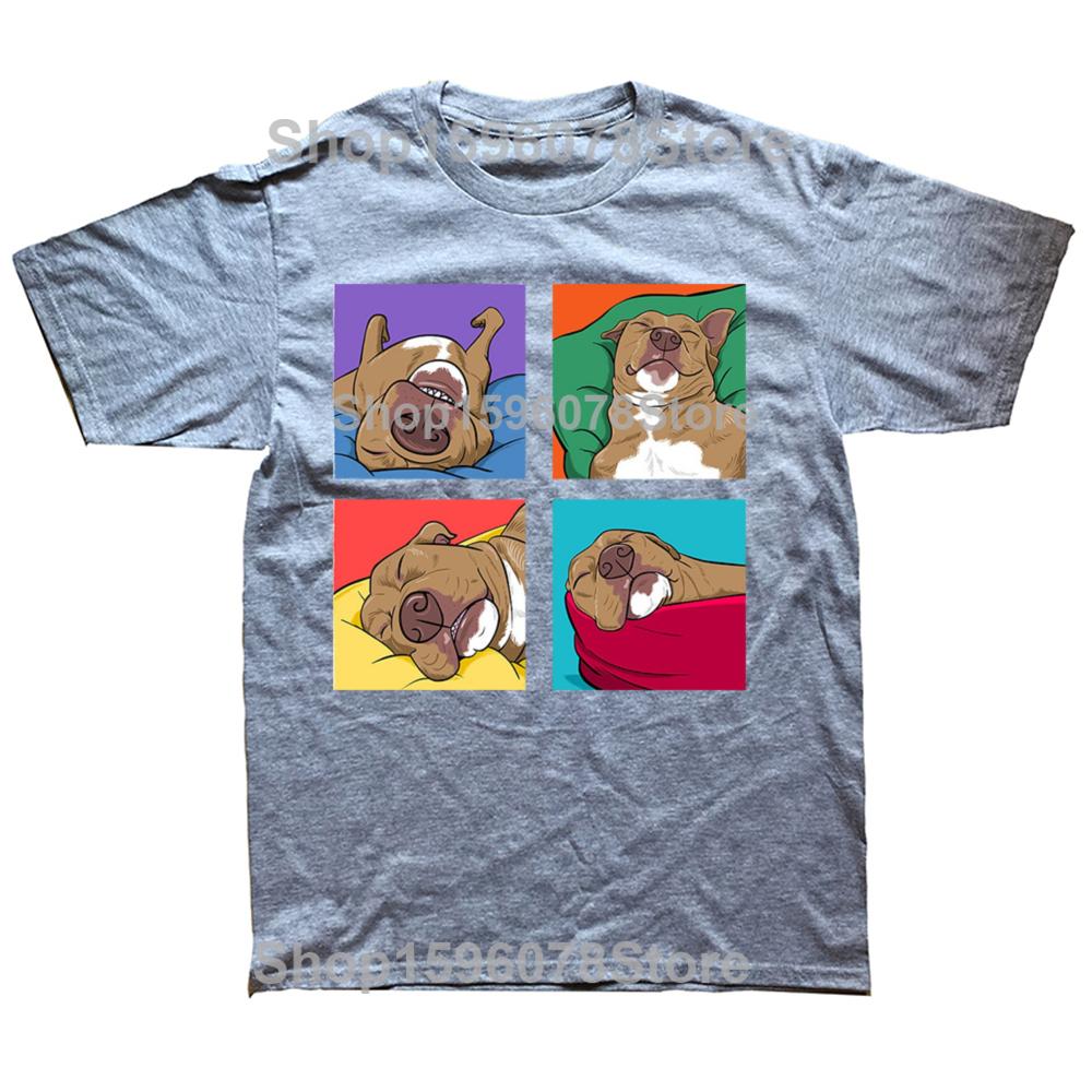 Funny Pitbull Lazy Gift for Dog Love T Shirts Graphic Cotton Streetwear Short Sleeve Birthday Summer Style T-shirt Mens Clothing