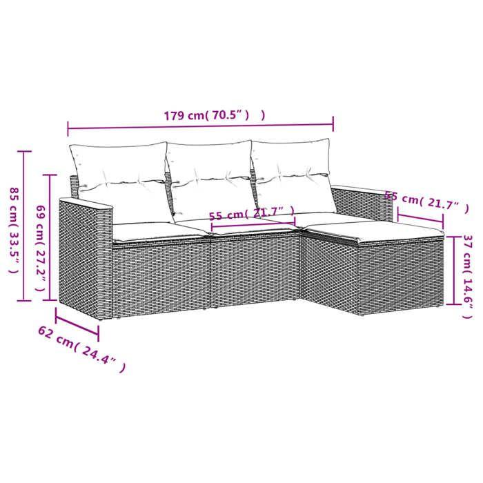 VidaXL Garden Lounge Set with Cushions 4 Pcs, Patio Sofas, Patio Furniture Set, Outdoor Furniture, Beige 3225904