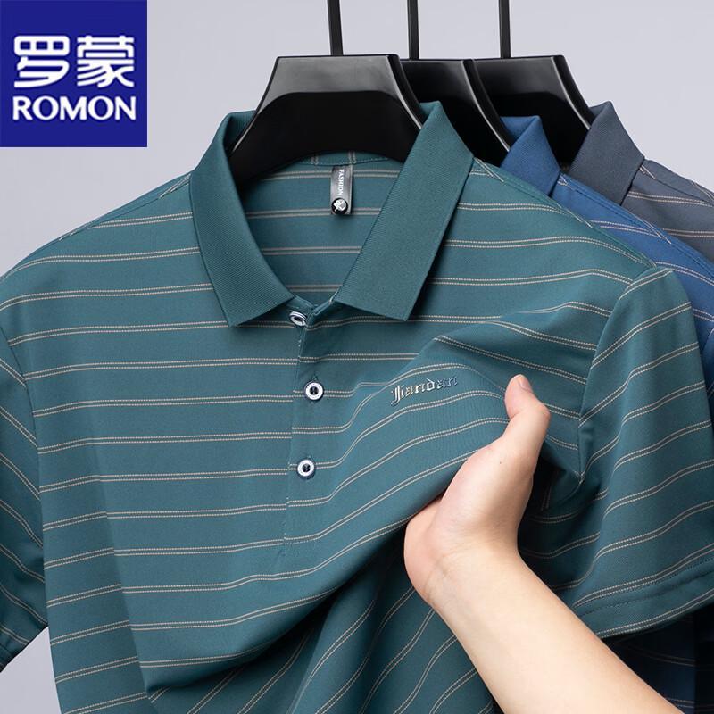 ROMON Men s Summer Ice Silk Polo Shirt 4XL