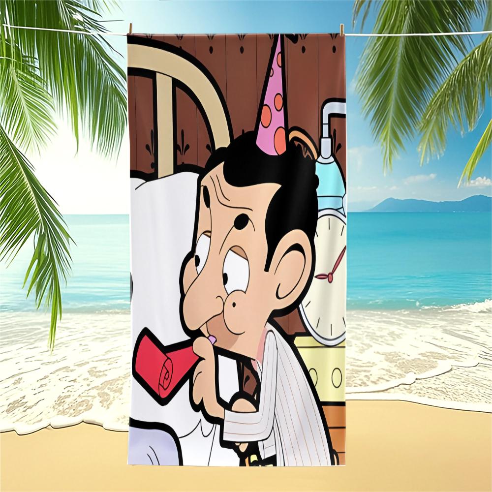 Mr Bean Kreslený Potisk Plážová Osuška Ručník k Bazénu Kempingová Osuška Ručník do Koupelny Deka Estetická Cestovní Novinka Dekorace pro Dospělé