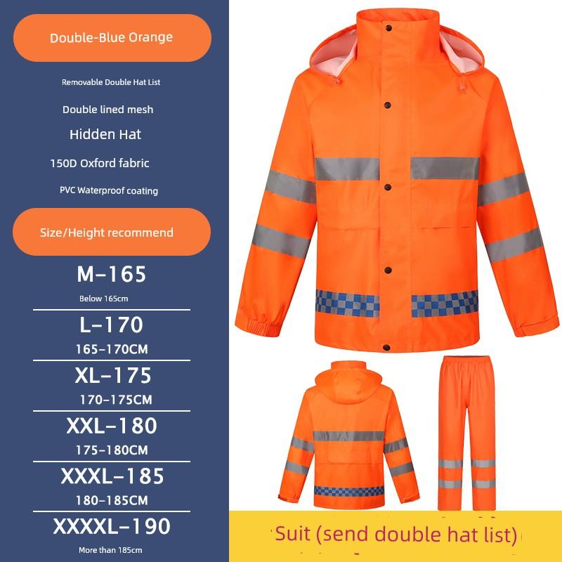 Reflective Raincoat and Rain Pants Set for Traffic, Road Administration, Property Sanitation, Highway Patrol, Warning, Split-Type Safety Waterproof