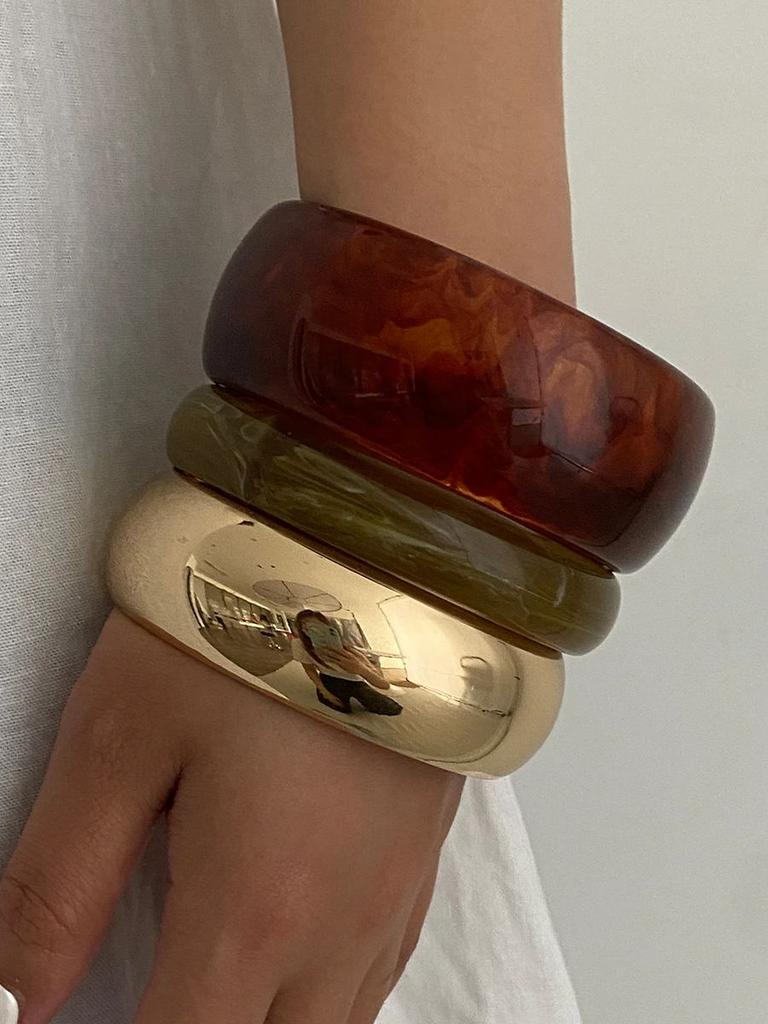 Ingemark 3 Styles Y2K Boho Resin Stack Chunky Bangles for Women New Punk Geometric Irregular Arm Bracelets Jewelry Accessories