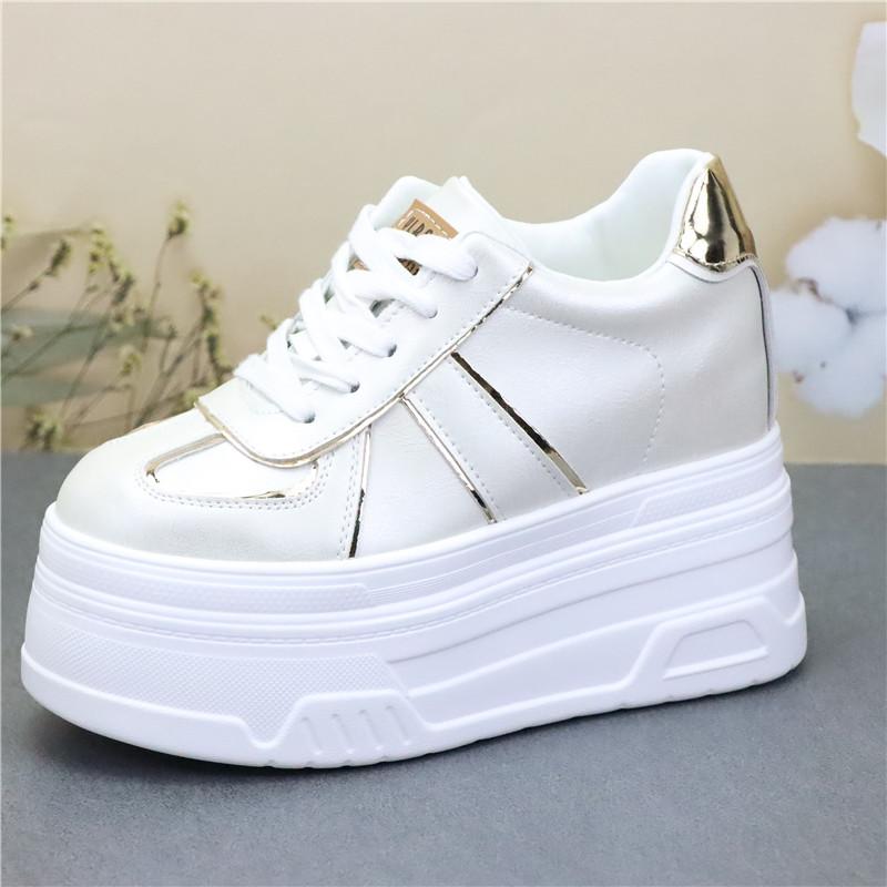 

Мода 12 см платформа каблук танкетка туфли кроссовки лодочки белая платформа сетка полые туфли женщины zapatos de mujer 34 золотой