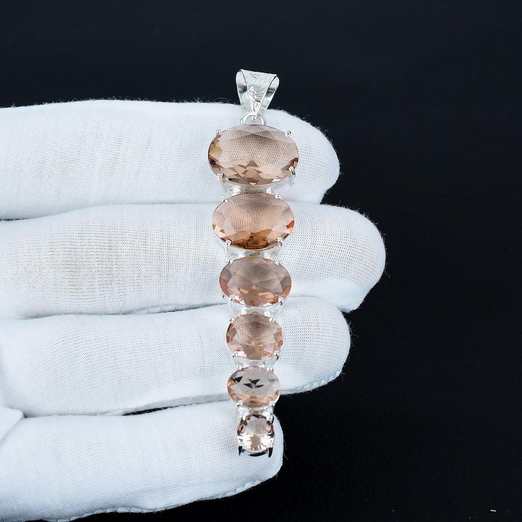 Morganit Hänge, 925 Sterling Silver Hänge, Handgjort Hänge, Antikt Hänge, Morganit Ädelstenshänge, Alla hjärtans dag-present