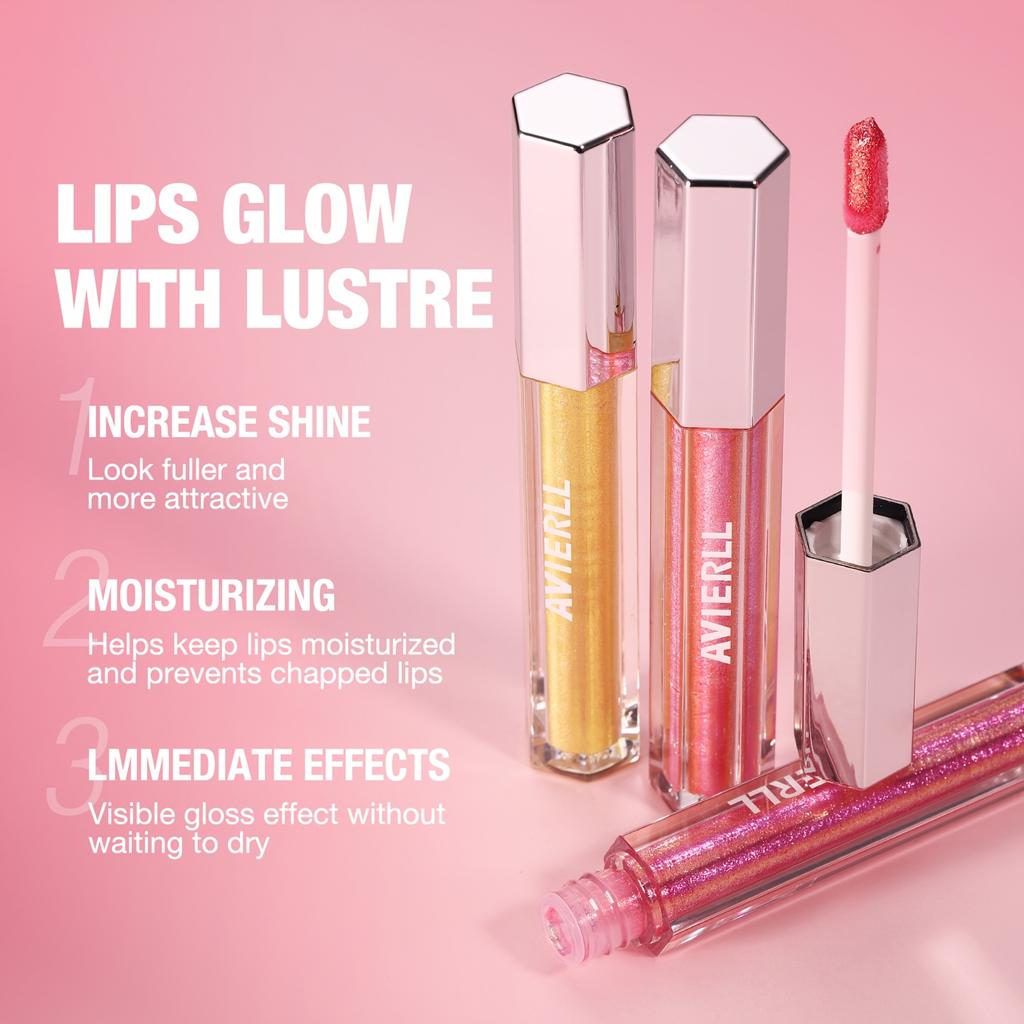8 Colors Shimmer Lip Gloss Set Moisturizing Plumping High Shine Lip Glaze Long Lasting Non Sticky Glossy Lip Makeup for Women