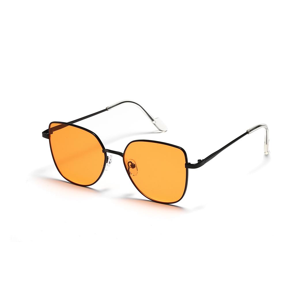Metal Cat Eye Glasses Women'S Large Frame Sunglasses Color Film Sunglasses Men'S Simple