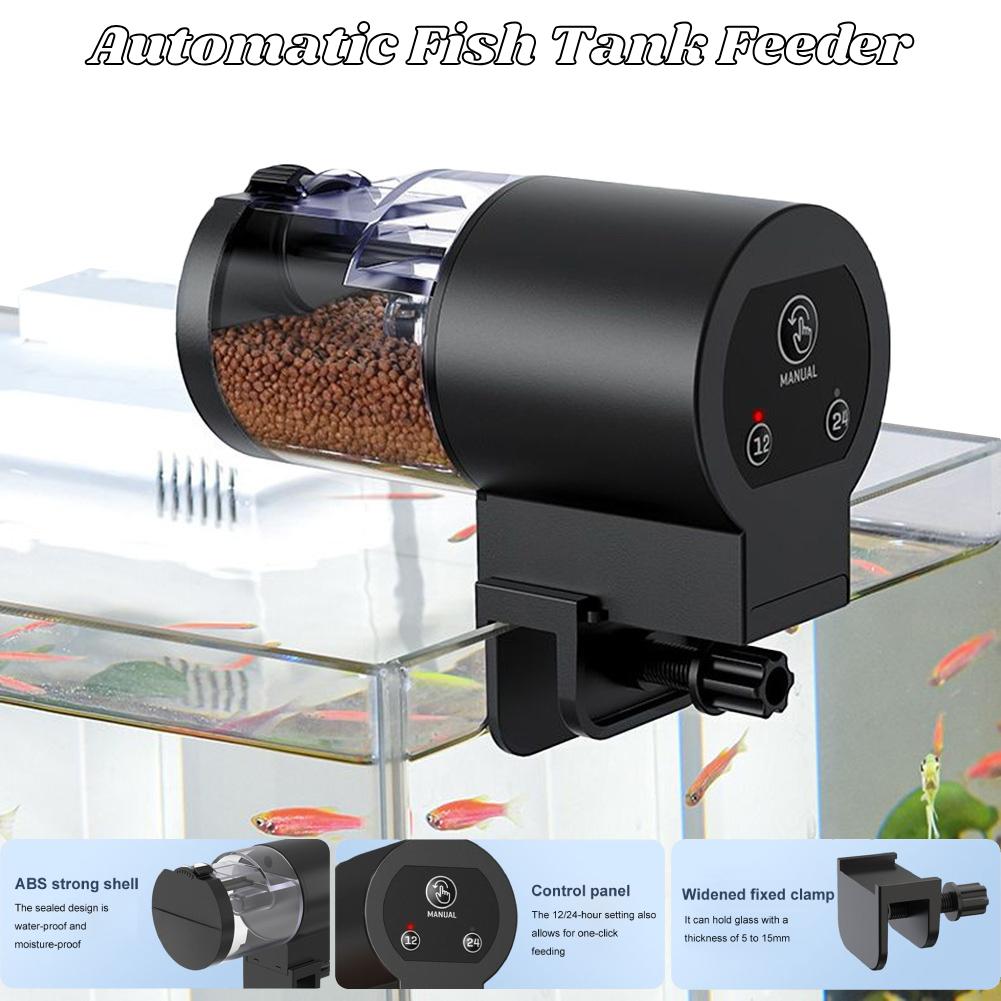 Automatic Fish Tank Feeder 100ml Large Capacity Intelligent Timed Fish Food Dispenser for Aquarium (Not Included Battery)