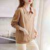 Cotton Collar Loose Long Sleeved Sweatshirt for Women In Spring and Autumn POLO Collar Design for Women's Clothing