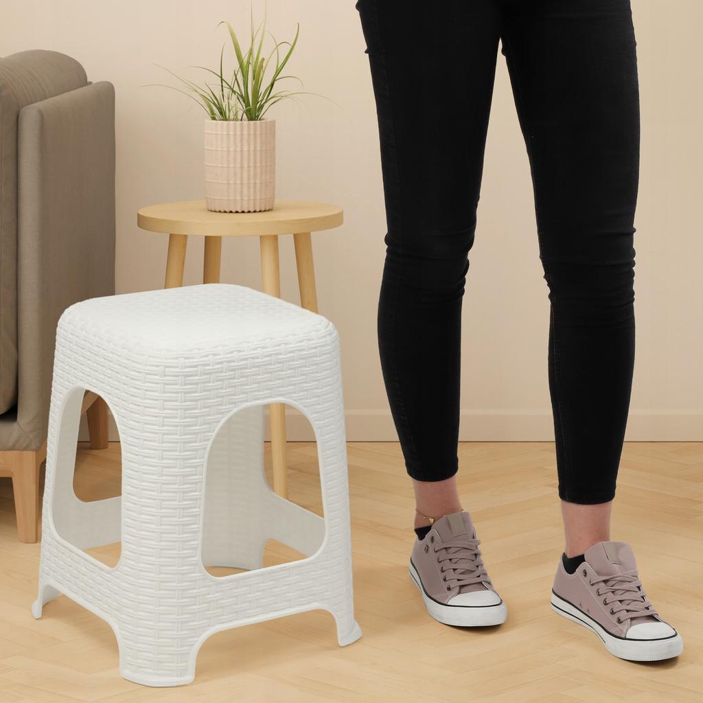 KADAX Rattan Kitchen Stool White 2pcs