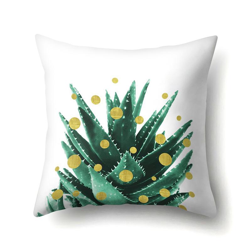 Polyester Pillow Case Nordic Ins Style Plant Flower Print Peach Leather Velvet Cushion Cover Car Waist Cushion Cover