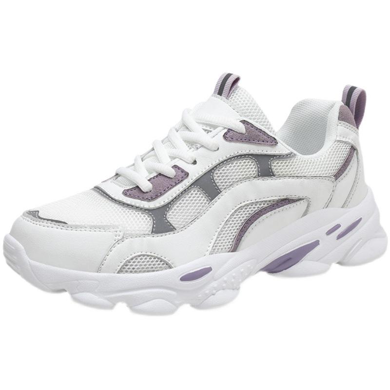 Frühling und Herbst Dad Schuhe Damen Koreanische Version Laufschuhe Farblich passend Leicht Atmungsaktiv Weiche Sohle Schuhe Dicke Sohle Erhöhend Lässig