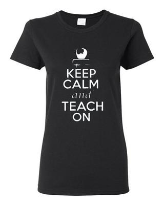 Ladies Keep Calm and Teach On Book Tutor Professor Teacher School T-Shirt Tee Unisex T-Shirt