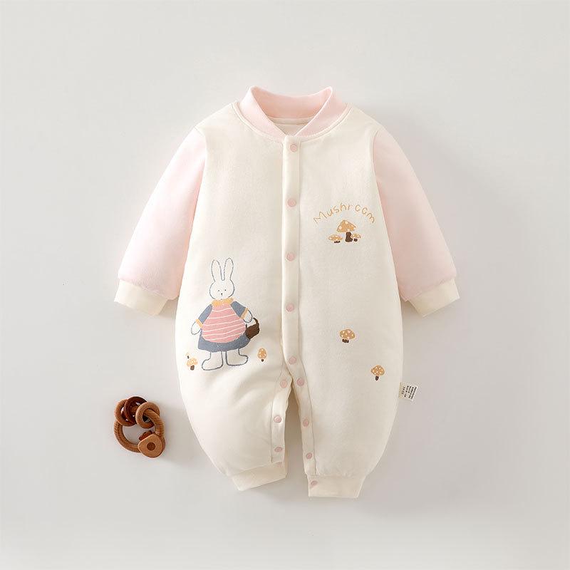 Thickened 120g Cotton Winter Baby Jumpsuit - Warm Padded Bodysuit for Crawling