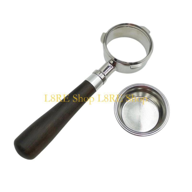 L8RE Bottomless 58mm Coffee Portafilter with Wooden Handle Espresso Machine Accessory