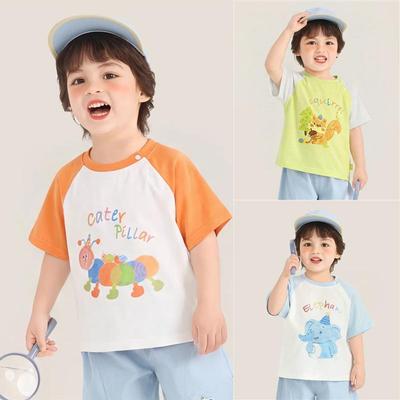Children's Summer Cartoon Cotton T-Shirt, Short-Sleeve, Round Neck, Unisex Casual Wear
