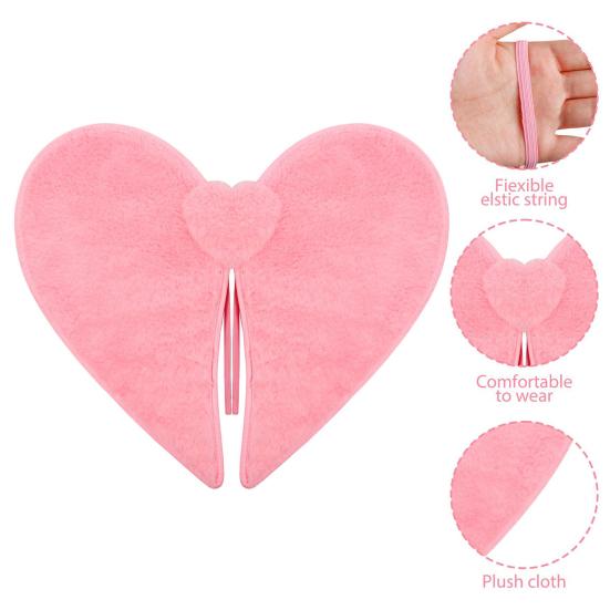 Alla hjärtans dag Kärlekshjärta Plyschvinge med Elastiskt Band Barn Vuxna Hjärtformad Rosa Vinge Bröllop Festival Kostym Fest Cosplay Rekvisita