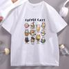 Coffee Cats T Shirt Funny Kawaii Cats Cotton Short Sleeve Round Neck Printed Tshirts Printed Summer Tshirt Casual Loose