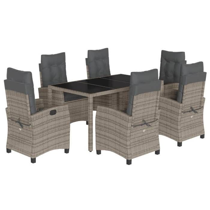 VidaXL Ensemble à Manger de Jardin avec Coussins 7 pcs, Table et Chaises avec Dossier Réglable, Meubles d'Extérieur, 3212648