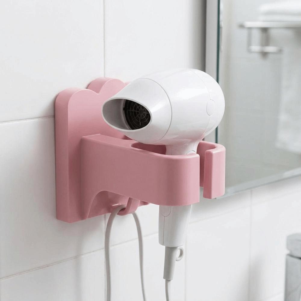 Punch Free Hair Dryer Holder Plastic Blower Holder Simple Hair Dryer Rack Bathroom