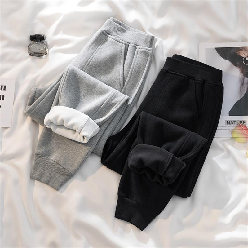 DIMANAF 2022 Plus Größe Winter Frauen Harem Hosen Fleece Hosen Grundlegende Hosen Verdickung Lose Beiläufige Weibliche Grau Hosen Oversize Hosen