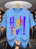 Unisex Summer Casual Short Sleeve T Shirt Colorful High Five Letter Print Oversized Loose Tees Street Daily Fashion Tops