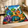 Manta de Polar de Coral con Dibujos Animados Alegres de Dinosaurios Decoración Infantil
