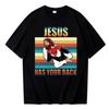 Jesus hat deinen Rücken Jiu Jitsu Vintage Christliches Damen T-Shirt Mode Sommer Harajuku O-Ausschnitt Streetwear Unisex Oberteile