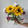Realistic Artificial Daisy & Sunflower Flower Bouquet - Multicolor Plastic Daisies with Sunflowers, Wedding Bouquet, Centerpiece for Home Decor