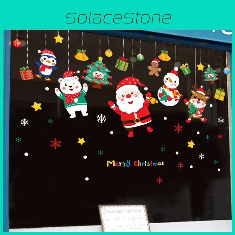 Tree Snowman Christmas Santa Claus Window Stickers Set Decoration Christmas