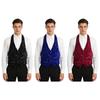 Gilet da uomo lucido con paillettes in velluto con scollo a V allacciato al collo, bottoni sul davanti, schiena scoperta