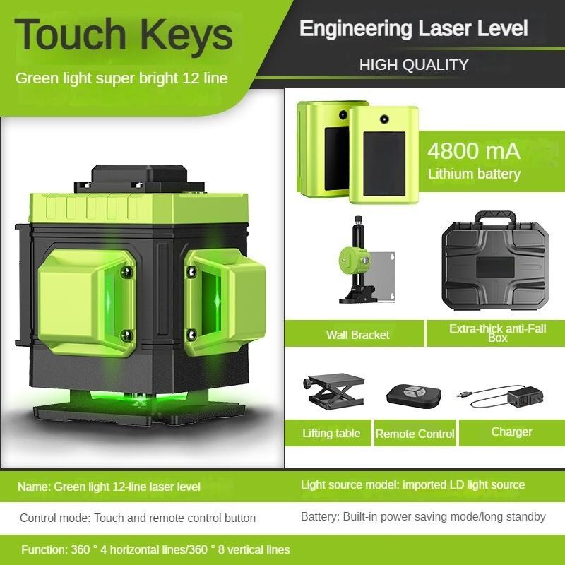 8/12/16 Line New Laser Level Portable Self Leveling Green Light Projector 360° Horizontal & Vertical Cross Lines Measure Tools