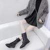 Women's Boots New Martin Women's Medium Tube Thin Boots Women's Black Locomotive Handsome Thick Heel