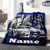 Custom Name Racing Theme Printed Blanket - Perfect for Couch, Bed, Travel & Outdoor Use | Machine Washable, Cozy & Durable.