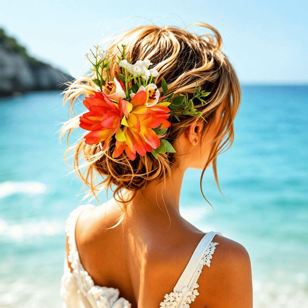 Artificial Floral Hair Claw Floral Hair Clips Versatile Colorful Flower Hairpin  Women Girls