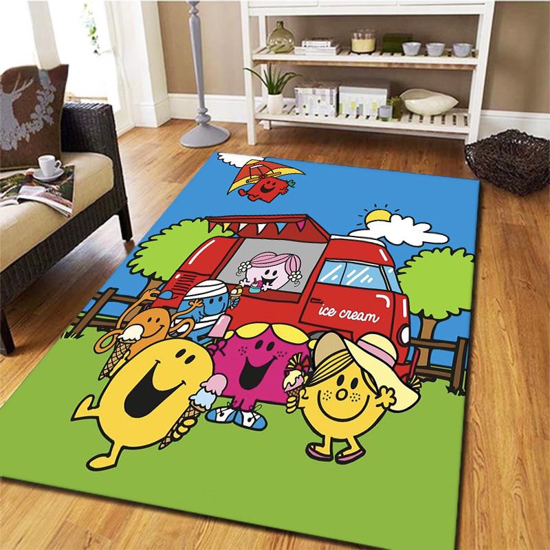 Sig. Tappeto Little Miss da Uomo per Soggiorno Camera da Letto Casa Decorazione Divano, Tappetino Antiscivolo per Giochi Bambini