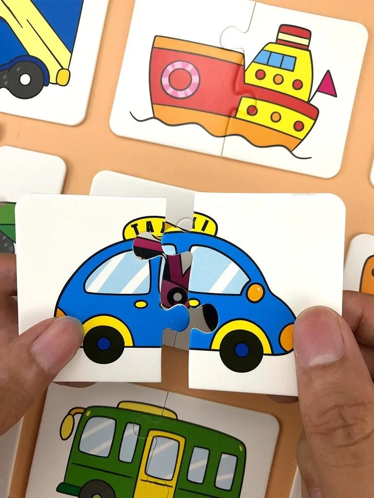 32Pcs Montessori Toddler Card Matching Game Early Education Puzzle Toys Cartoon Jigsaw Toys Color Shape Cognitive Training Gift