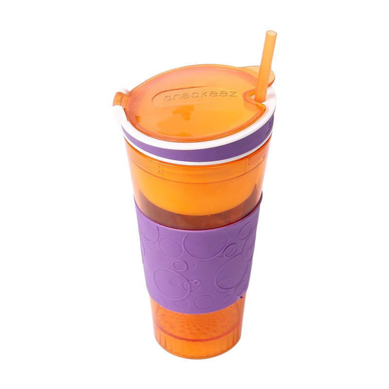 Travel Snack Water Bottle Drink In One Container Lid Straw Kids Snack Bottle Separated Ine with A Straw Dropshipping